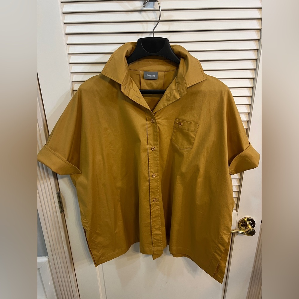 AMÉLLINE top, mustard O/S